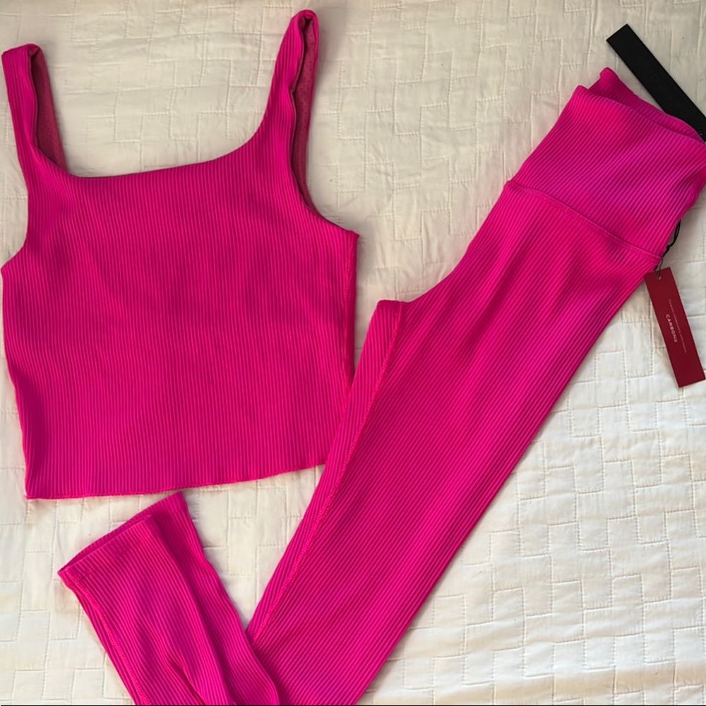 Carbon38 Hot Pink Ribbed Set